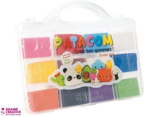 Graine Créative Patagom Gum Klei Set - 12 stuks + koffertje