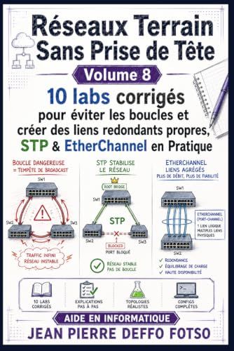 Réseaux Terrain Sans Prise de Tête Volume 8: 10 labs corrigés pour éviter les boucles et créer des liens redondants propres, STP & EtherChannel en Pratique