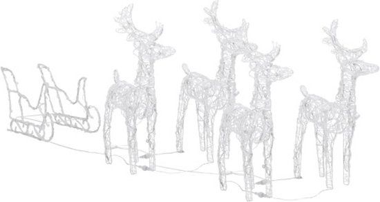vidaXL Kerstdecoratie rendieren en slee 280x28x55 cm acryl