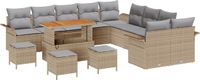vidaXL Tuinbank - Set - 14 - st - Beige - poly - rattan