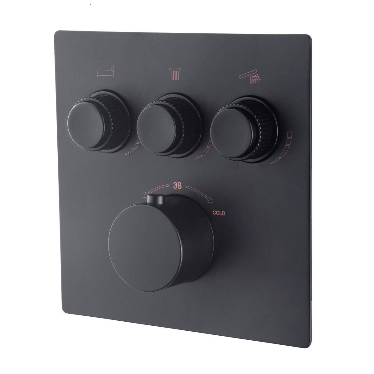 Wiesbaden Caral Klik Pro Douchekraan Thermostatisch Mat Zwart Inbouw 3-weg 8719956089725