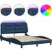 Hvar Lit Double Lit Adulte Cadre De Lit Avec Led Sans Matelas Bleu 140x190 cm Tissu