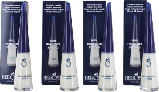 Herome 4-Pack Nagelverharder en Base Coat - Nagelversterker voor Zwakke en Gevoelige Nagels - TFS Hars- en Tolueenvrij - 4*10ml.