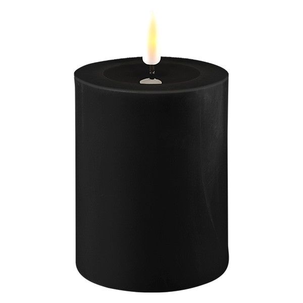 LED Candle 7.5 x 10 cm | Black | 3D Flame | Deluxe HomeArt