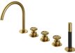 Hotbath Cobber @ Work 5 Gats Badrandcombinatie - 2 Knops Mengkraan met Draaibare Uitloop - Omstel en Handdouche - Geborsteld Messing PVD