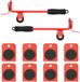 vidaXL Meubelrollers - 8 stuks - met lifters - 9,8x7,5x3 cm - 150 kg - rood