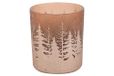 Cosy Home Kandelaar, glas, crack Trees, oudroze, 7 x 7 x 8 cm, 6 stuks