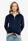 Superdry - Velours sweatshirt met halve rits - Dames - Truien