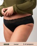Moodies Undies Moodies menstruatie ondergoed - Classic Brief Lace - zwaar kruisje - maat 3XL - zwart