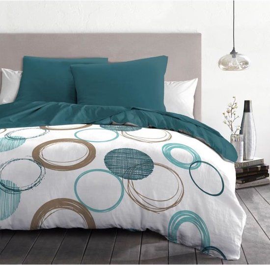 HOME LINGE PASSION Audace dekbedset - dekbed 240 x 260 cm + 2 kussenslopen 63x63 cm - Eendblauw