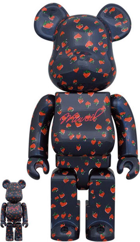 Medicom Toys 400% & 100% Bearbrick set - Muveil (Strawberry) - Black/Red - Plastic