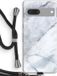 Case Company® - Google Pixel 7 Case with Cord - White Marble - Black Cord - Back Cover