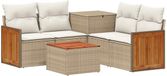vidaXL Bankstel 2 zitplaatsen Beige en Crèmewit Polyrattan en Staal