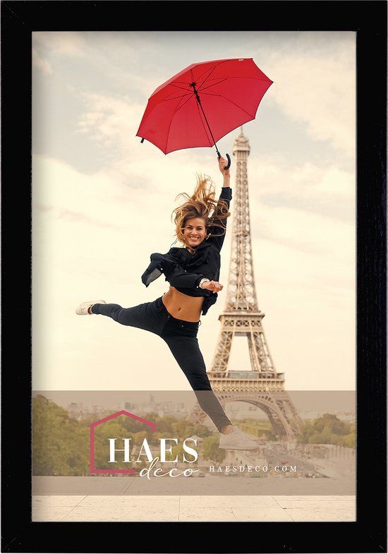 HAES DECO - Houten fotolijst Paris zwart 30x45 cm - Rechthoekig