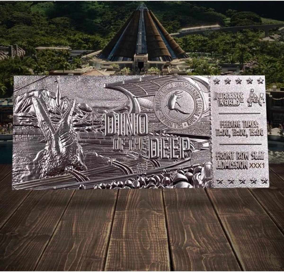 - JURASSIC WORLD - Mosasaurus - Silver Plated Collector Ticket