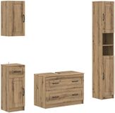vidaXL - 4-delige Badkamerkast Set UTRECHT Artisanaal eiken Bewerkt hout