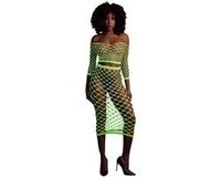 Shots - Ouch! OU834GLOOS - Long Sleeve Crop Top and Long Skirt - Green - XS/XL