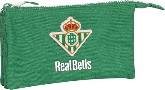 Real Betis Balompié Pen Case - Green - 2 Compartments - 22 x 12 x 3 cm