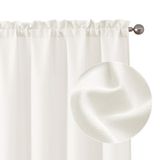 Chyhomenyc Bennet Geelachtige Ivoor Gordijnen 160 Inch Lengte 2 Panelen, Faux Linnen Getextureerde Licht Filtering Zachte Luchtige Staaf Pocket Gordijnen voor Woonkamer Slaapkamer, Elk 40B x 160 L