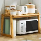 Merkloos / Sans marque Keukenopbergrek - Magnetron standaard - Keuken organiseren - Ruimtebesparend ontwerp - 70 cm - Houtkleur