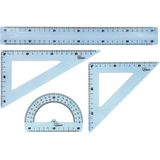 Maped Schoolregels - Study Unbreakable - 4-delige maxi-set - 1 liniaal 30 cm, 1 tekendek 21 cm, 1 geodriehoek 21 cm en 1 gradenboog 180° - transparant design