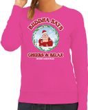 Bellatio Decorations Foute Kersttrui/sweater voor dames - Buddha says cheers & relax - Roze - Wijn M