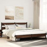 Maison Exclusive - Lit en métal sans matelas, marron, aspect chêne, 193x203 cm