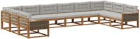 vidaXL Hoek loungeset 10 zitplaatsen Acacia hout Naturel en lichtgrijs