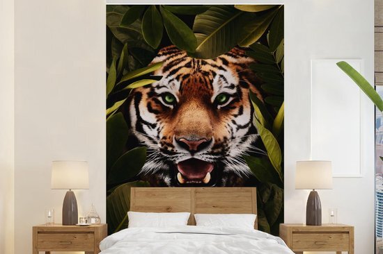 Nr1Wallpaper Behang - Fotobehang Tijger - Groen - Ogen - Breedte 155 cm x hoogte 240 cm