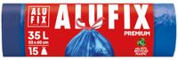 ALUFIX vuilniszakken met trekkoord, LDPE Premium / 35 liter - 15 vuilniszakken - 1 rol / 26 μm/blauw / 53 × 60 cm