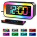 Réveil numérique - Écran LED - Veilleuse RVB - Fonction de sommeil - Carré - 17 cm