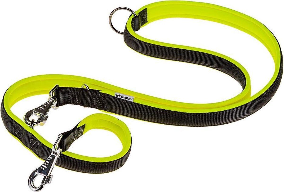 Ferplast Ergofluo Hondenlijn - 200 x 2,5 cm - Nylon - Geel/Zwart