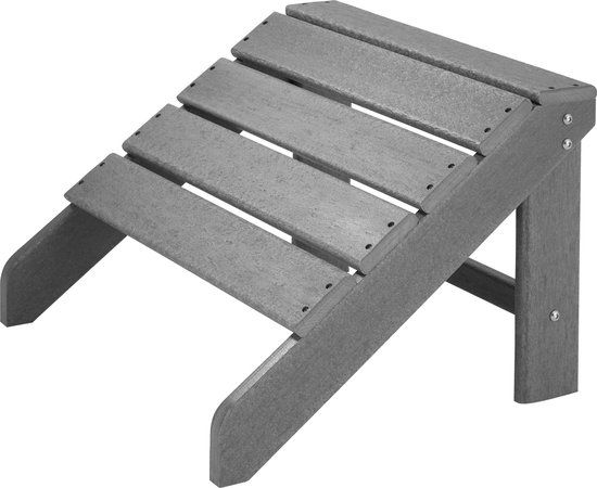 Tectake Voetenbankje Lyn - Grijs - Houtlook - 48x48x38 cm - Kunststof