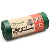 Relevo Vuilniszak, 100 l, voor tuinemmer, gerecyclede vuilniszakken met zelfsluiting, 10 stuks + 3 gratis