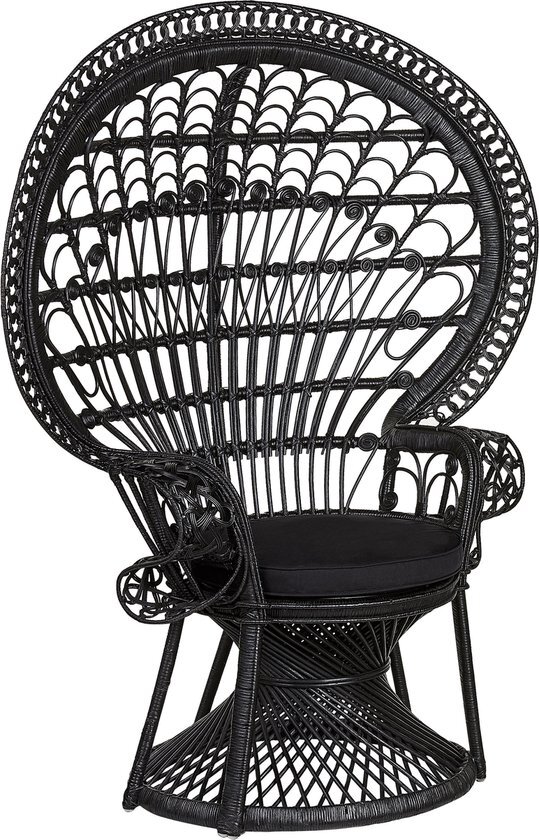 EMMANUELLE - Fauteuil - Zwart - Rotan