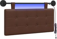 vidaXL Hangend Hoofdbord Met LED-verlichting Bruin Kunstleer