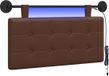 vidaXL Hangend Hoofdbord Met LED-verlichting Bruin Kunstleer