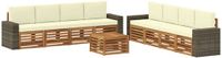 vidaXL - Acacia Hout Loungeset - 8 Zitplaatsen - Natuurlijk en Crème