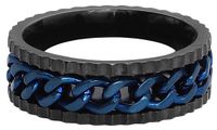 etNox Chain Heren Ring - zwart/blauw