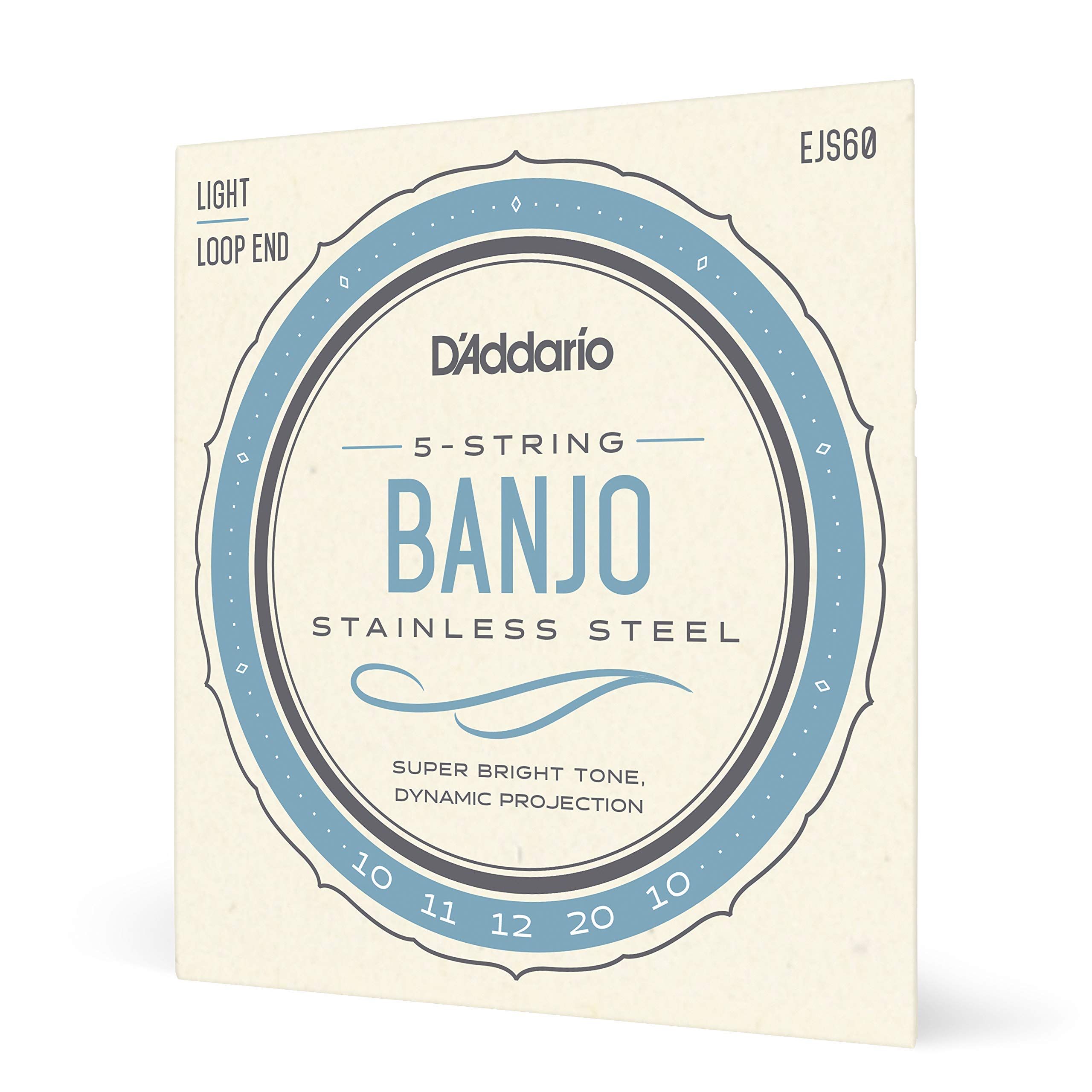 D'ADDARIO EJS60 Banjo Strings 10-20 5-String Stainless Steel Loop End