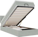 vidaXL Ottoman Bed with Mattress and LEDs 90x190cm Velvet Light Grey