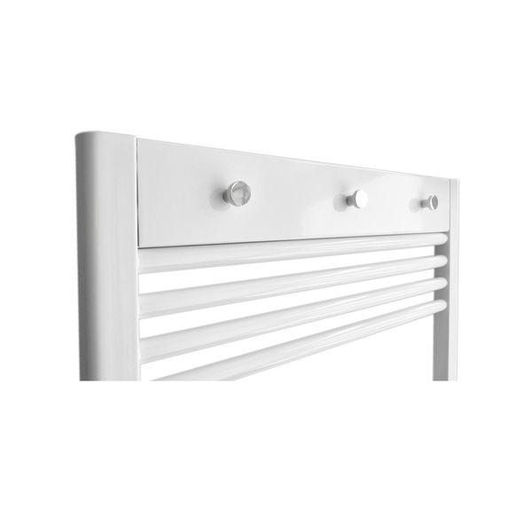Sanicare Handdoekhouderpaneel - 51.7x9.2x2.7cm - voor radiator - 3 chromen handdoekknoppen - wit HHP600W