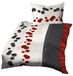 Mako Satin Linge de lit 140x200 cm, Rouge, Noir et Blanc Motif circulaire