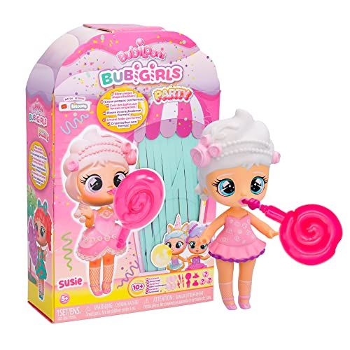 BUBILOONS BUBI-GIRL Susie pop voor het verzamelen van ballonnen; je kunt je kleden en spelen met 12 accessoires, spel voor kinderen +5 jaar
