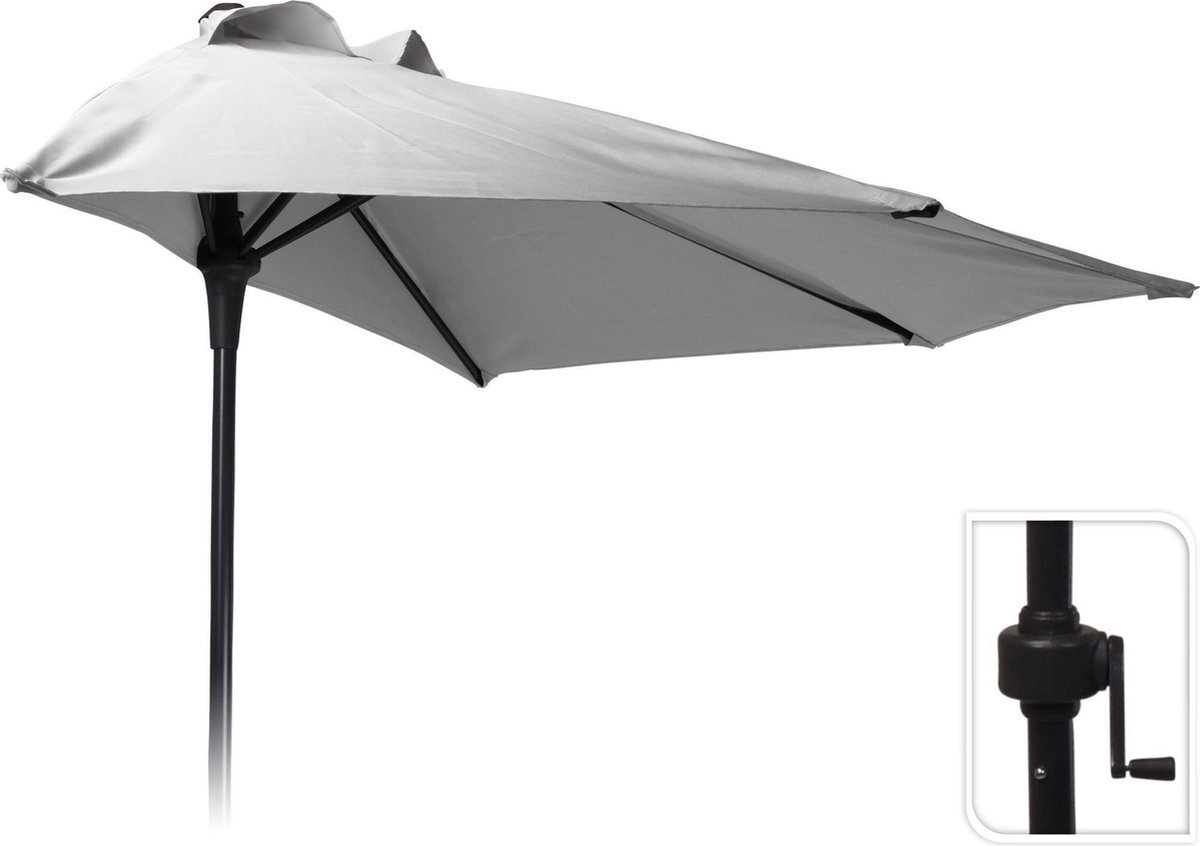 Garden Pro Parasol Half Rond - dia 250cm - Grijs