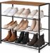 Giftdecor Schoenenrek 4-Laags - Zwart/Bruin - Metaal/Hout - 63 x 30 x 63 cm