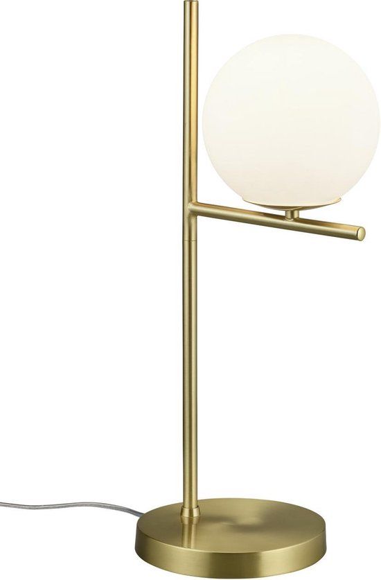 TRIO PURE Tafellamp - Messing mat - Wit glas - E14