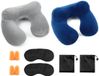 Ibenzoa® Coussin de voyage gonflable confortable Set avec bouchons d'oreilles et masque de sommeil pour un soutien optimal