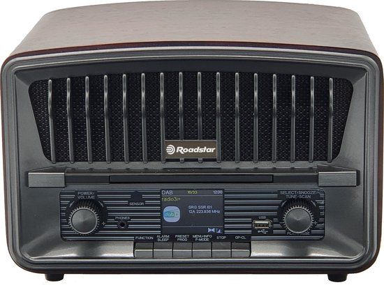 Roadstar HRA-270CD+BT - Retro DAB+ & FM Radio - CD Player - Dark Grey