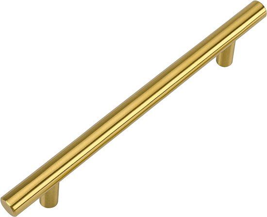 Handgreep Goud Rond 35 cm | inclusief bevestigingsbouten | Hartafstand 224mm | Gouden Meubelhandvat | Landelijke greep | Industriële Keukengreep | Hand Grepen | Robuust | Deurgreep Staal | Metaal | Strak Meubelbeslag | schuifdeur | Handvat
